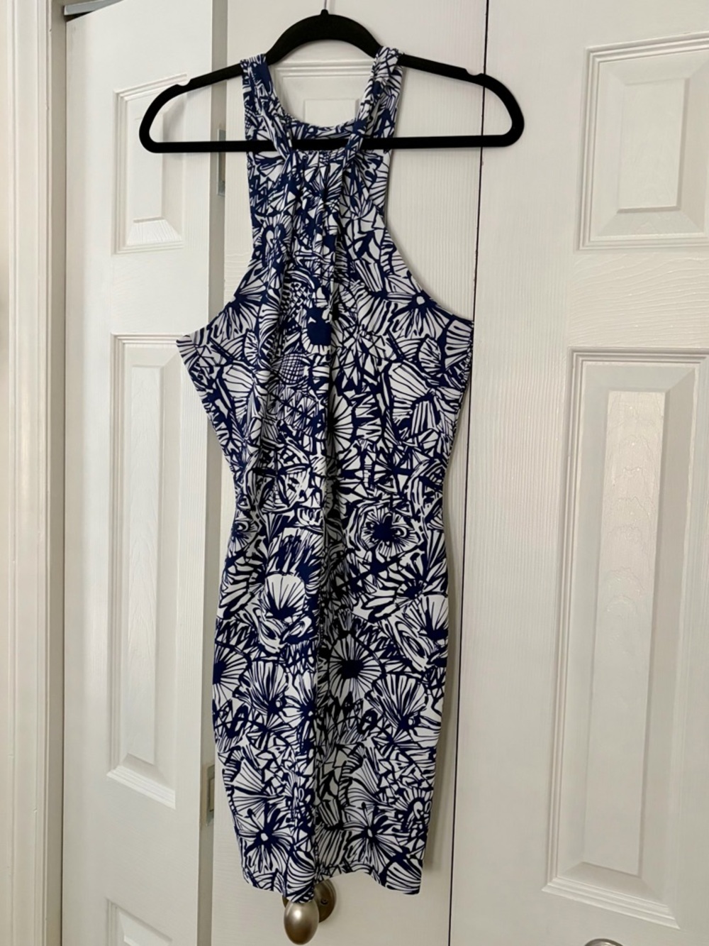 Jude Connally Sienna Twist Neck Dress Navy & White